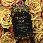 Black Gold String Lights Adult Birthday Hartelijk  Cadeaulabel