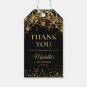 Black Gold String Lights Adult Birthday Hartelijk  Cadeaulabel (Voorkant)