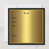 Black Gold Stripe Art Deco Invite Birthday Party 3 Kaart (Achterkant)