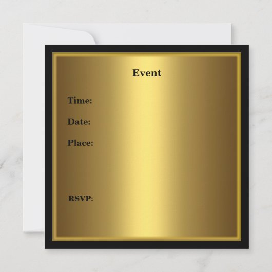 Black Gold Stripe Art Deco Invite Birthday Party 3 Kaart (Achterkant)