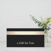 Black Gold Stripe Cadeaubon Bedankkaart (Staand voorkant)