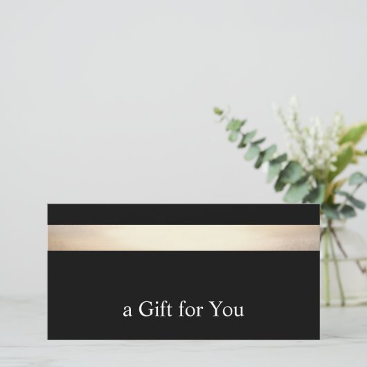 Black Gold Stripe Cadeaubon Bedankkaart (Staand voorkant)