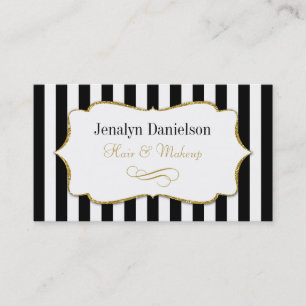 Black Gold Stripe Elegant Visitekaartjes