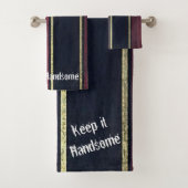 Black Gold Stripe Handsome Bathroom Towel sets Bad Handdoek (Insitu)