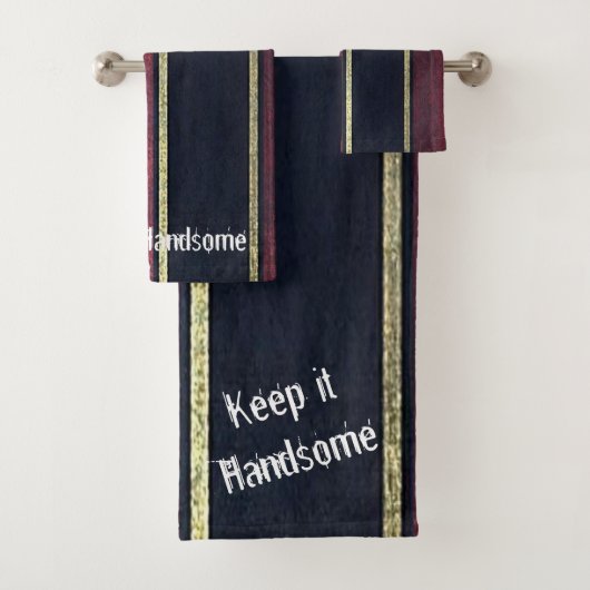 Black Gold Stripe Handsome Bathroom Towel sets Bad Handdoek (Insitu)