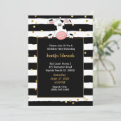 Black Gold Stripe Koe Thema Kinderen Birthday Part Kaart (Staand voorkant)