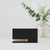 Black Gold Stripe Modern Visitekaartje (Staand voorkant)