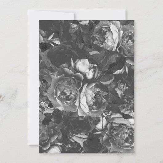 Black Gold Stripe Rose Bouquet Wedding Kaart (Achterkant)