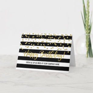 Black Gold Stripes Business Group Verjaardag Kaart