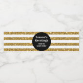 Black Gold Stripes Custom Season's Groeten Waterfles Etiket (Enkel label)