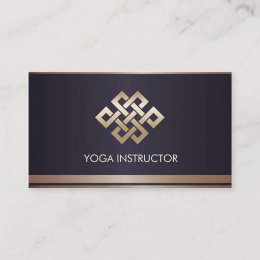 Black Gold Stripes Eternity Knot Yoga Instructor Visitekaartje (Voorkant)