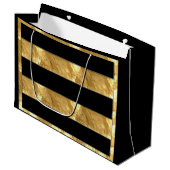 Black Gold Stripes Groot Cadeauzakje (Voorkant Gekanteld)
