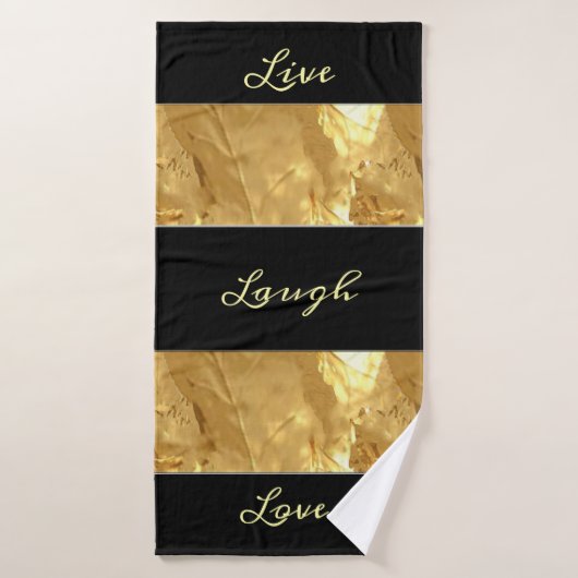 Black Gold Stripes Live Laugh Love Bad Handdoek (Badhanddoek)