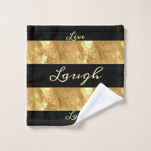 Black Gold Stripes Live Laugh Love Bad Handdoek (Wasdoekje)