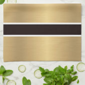 Black Gold Stripes Striped Kitchen Towelwel Theedoek (Gevouwen)