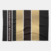 Black Gold Stripes Striped Kitchen Towelwel Theedoek (Horizontaal)