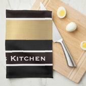Black Gold Stripes Striped Kitchen Towelwel Theedoek (Quarter Fold)