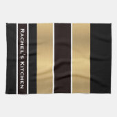 Black Gold Stripes Striped Kitchen Towelwel Theedoek (Horizontaal)