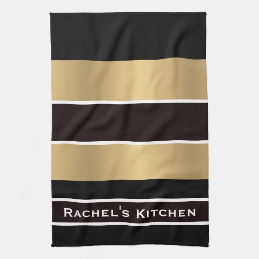 Black Gold Stripes Striped Kitchen Towelwel Theedoek (Verticaal)