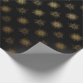 Black Gold Sun Stals Galaxy Elegant Chic Cadeaupapier (Hoek)