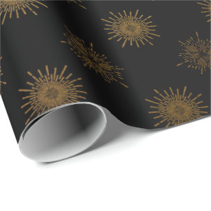 Black Gold Sun Stals Galaxy Elegant Chic Cadeaupapier