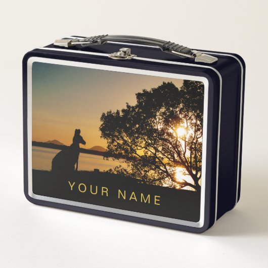 Black & Gold Sunset Kangaroo Tree Silhouette (Voorkant)