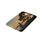 Black & Gold Sunset Kangaroo Tree Silhouette Badmat (Gekanteld)