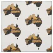 Black & Gold Sunset Kangaroo Tree Silhouette Stof (Swatch)