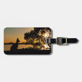Black & Gold Sunset Silhouette Kangaroo Australië Bagagelabel (Voorkant horizontaal)