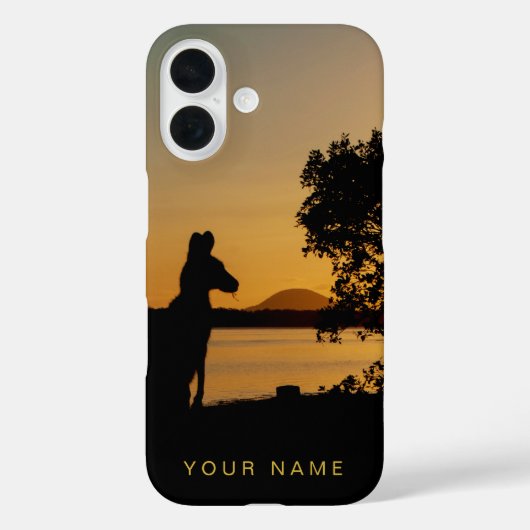 Black & Gold Sunset Silhouette Kangaroo Australië Case-Mate iPhone Case (Achterkant)