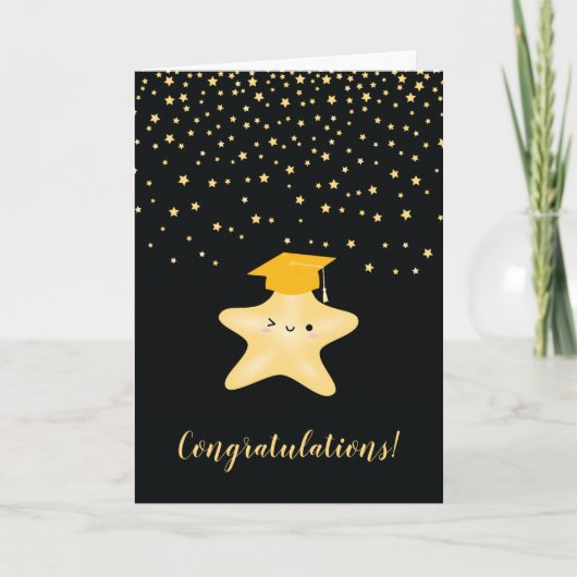 Black & Gold Super Star-Afstuderen gefeliciteerd Kaart (Voorkant)