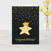 Black & Gold Super Star-Afstuderen gefeliciteerd Kaart (Gele Bloem)