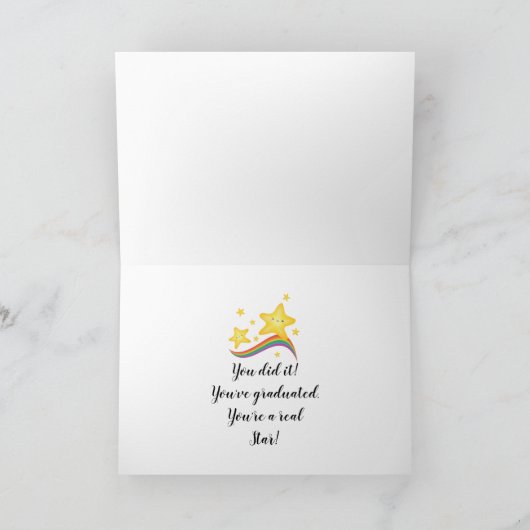 Black & Gold Super Star-Afstuderen gefeliciteerd Kaart (Binnen)