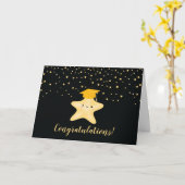 Black & Gold Super Star-Afstuderen gefeliciteerd Kaart (Gele Bloem)