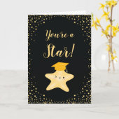 Black & Gold Superstar-Afstuderen gefeliciteerd Kaart (Gele Bloem)