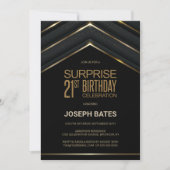 Black Gold Surprise 21st Birthday Kaart (Voorkant)