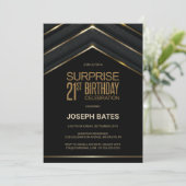 Black Gold Surprise 21st Birthday Kaart (Staand voorkant)
