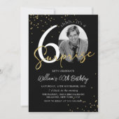Black Gold Surprise 60e verjaardag foto uitnodigin Kaart (Voorkant)