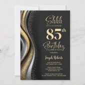 Black Gold Surprise 85th Birthday Party Kaart (Voorkant)