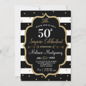 Black Gold Surprise Birthday Party Invitation Kaart (Voorkant)
