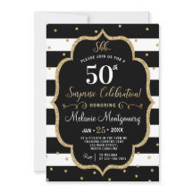 Black Gold Surprise Birthday Party Invitation