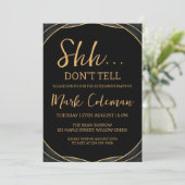 Black & Gold Surprise Uittredingsfeest Kaart (Staand voorkant)