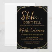 Black & Gold Surprise Uittredingsfeest Kaart (Voorkant / Achterkant)