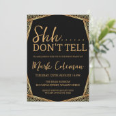 Black & Gold Surprise Uittredingsfeest Kaart (Staand voorkant)