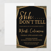 Black & Gold Surprise Uittredingsfeest Kaart (Voorkant / Achterkant)