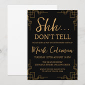 Black & Gold Surprise Uittredingsfeest Kaart (Voorkant / Achterkant)