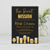 Black & Gold Surprise Uittredingsfeest Kaart (Staand voorkant)