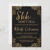 Black & Gold Surprise Uittredingsfeest Kaart (Voorkant)