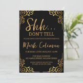 Black & Gold Surprise Uittredingsfeest Kaart (Staand voorkant)