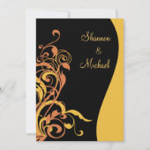 Black Gold Swirl Wedding Uitnodiging (Voorkant)